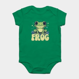 Adorable Big-Eyed Frog Splash Design Baby Bodysuit